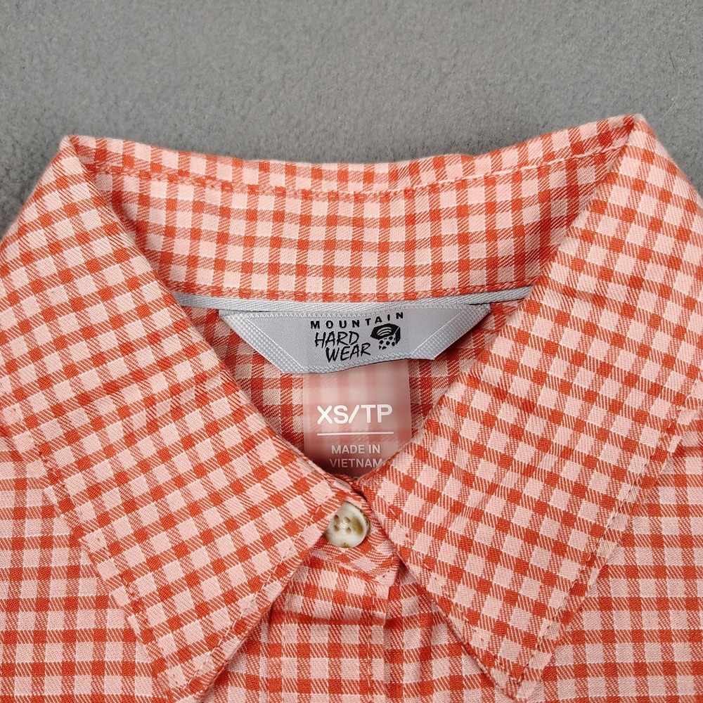 New Mountain Hardware Hiking Long Sleeve Shirt Women XS Coral Gingham Check $85 - Picture 2 of 11